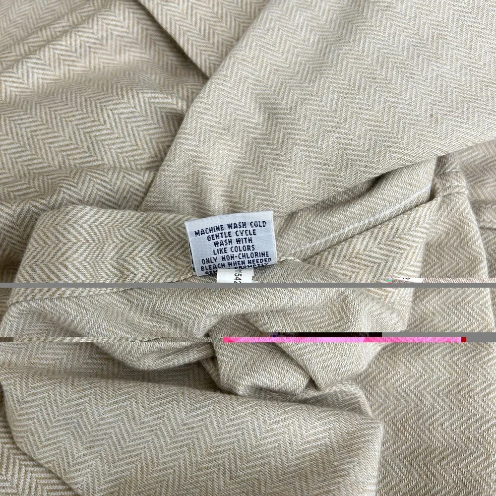 Polo Ralph Lauren Beige Chevron Knit Shirt Size 4XB Long Sleeve Button up Preppy